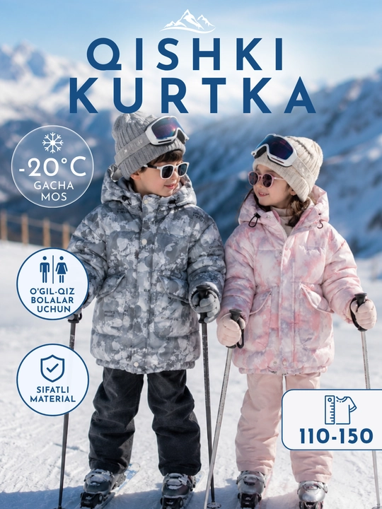 Qiz bolalar uchun qishki bolalar kurtkasi