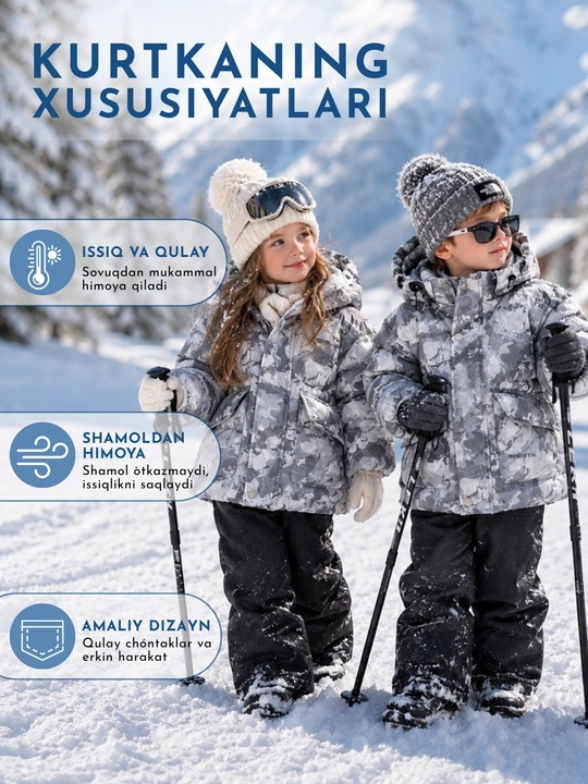 Qiz bolalar uchun qishki bolalar kurtkasi - 