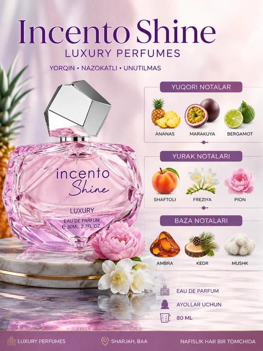 Incento Shine Luxury Perfumes женские духи, 80 мл — аналог Incanto Shine