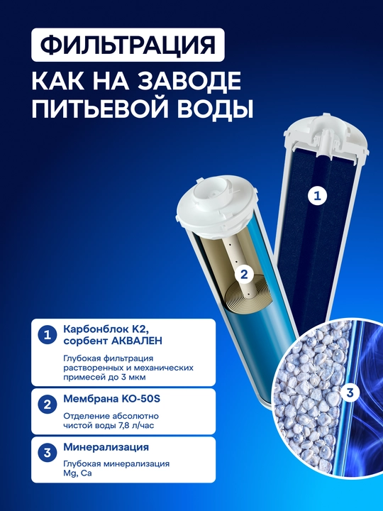 Фильтр для воды система обратного осмоса с краном Аквафор DWM-80SN