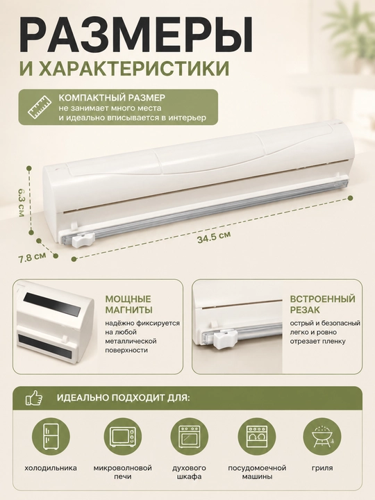 Резак для пищевой плёнки, держатель и нож для стрейч-плёнки, диспенсер для упаковки