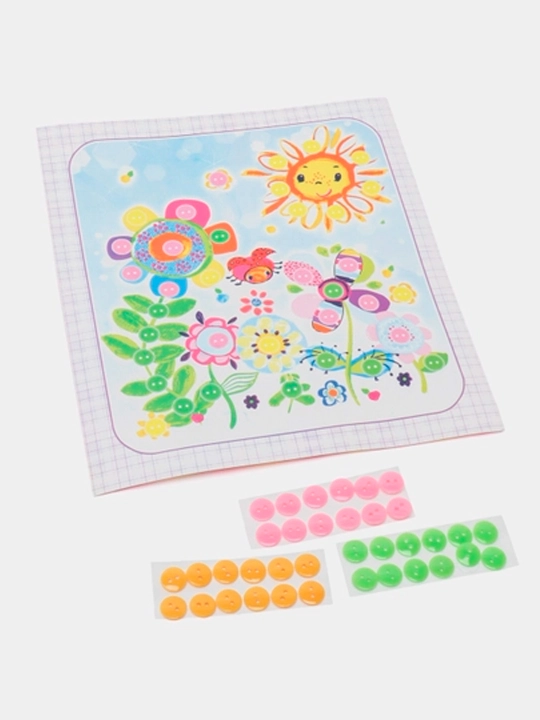 HAPPY WORLD Tugmachali applikatsiya to‘plamda 4 ta, 19×21,5 sm DIY 