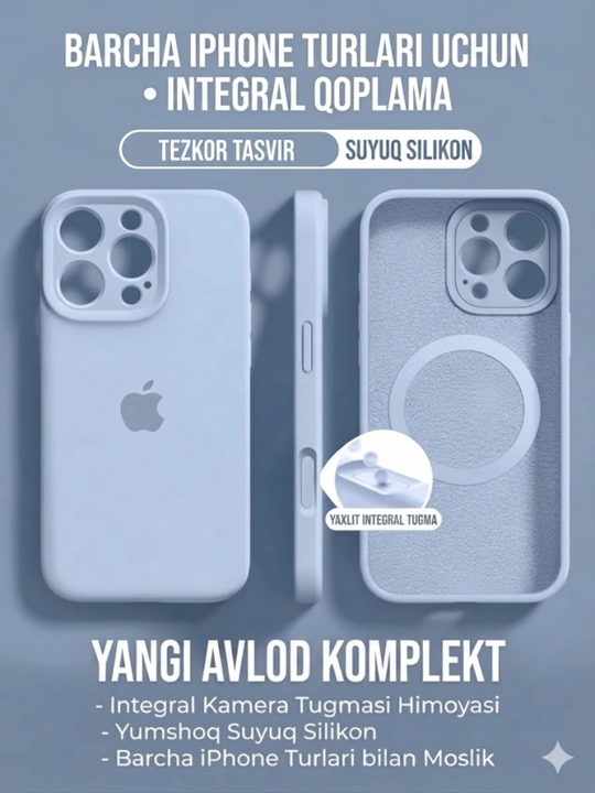 IPhone 11, 13, 14, 15, 16, 17 Pro, Pro Max uchun silikon g‘iloflar - 