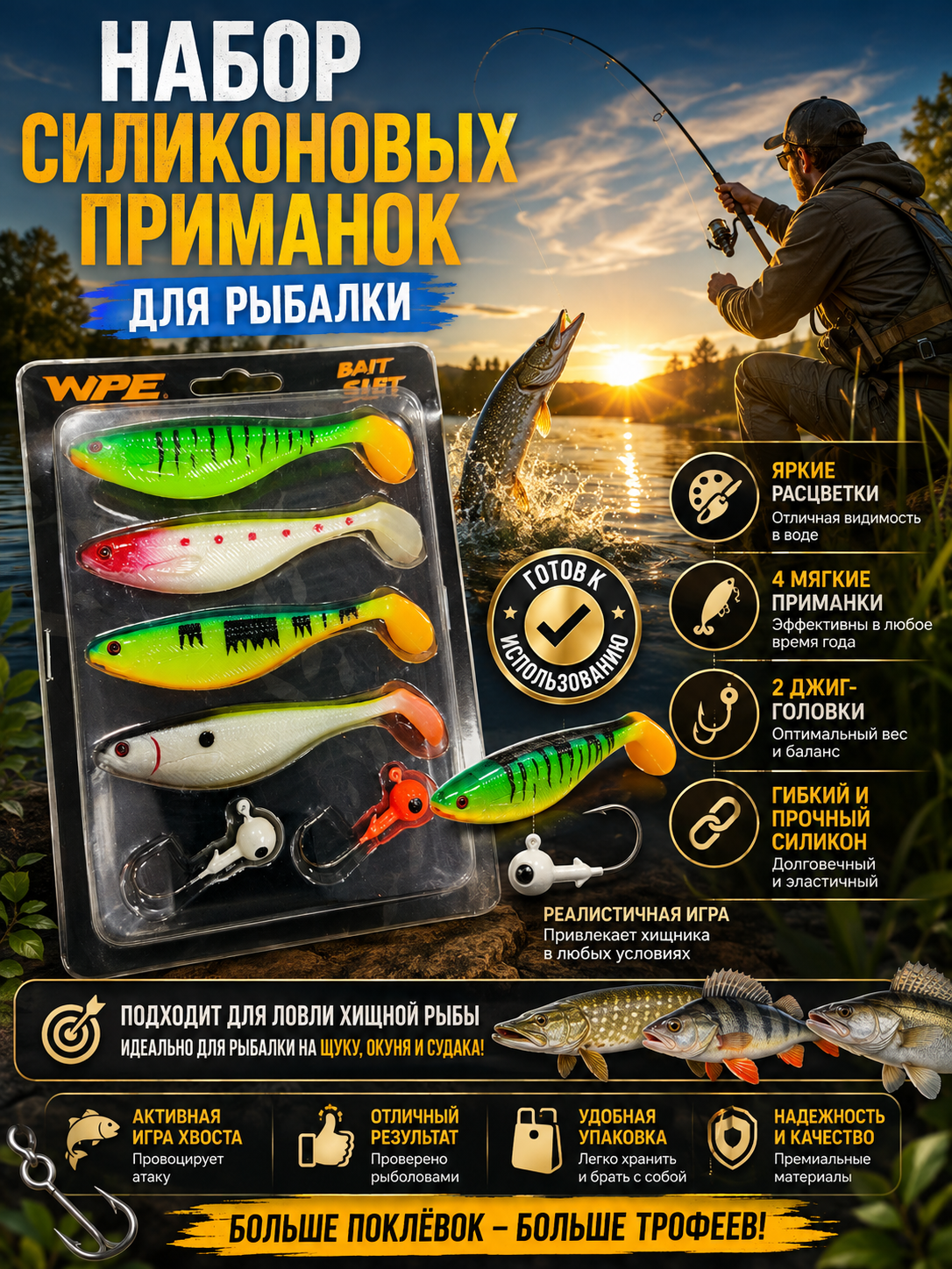 Силиконовые приманки для рыб