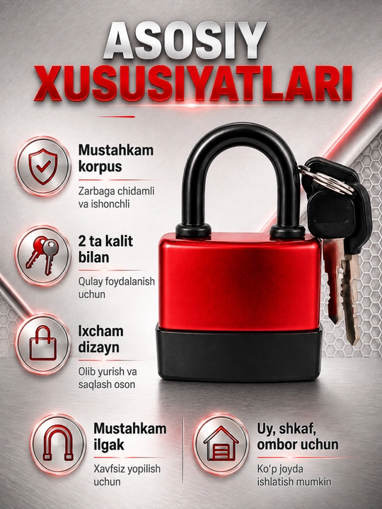 Qulf osma, eshik uchun qulf kalitli, qulflar to‘plami