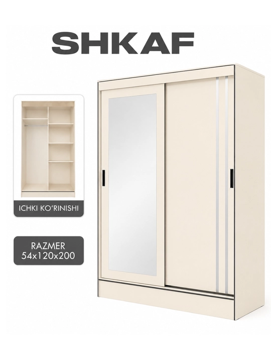 2 eshikli kupe shkaf oynali 120x200 kupe shkaf Oynali kupe shkaf Minimalist kupe shkaf