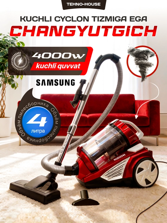 Changyutgich Samsung Vacuum Cleaner PSS-430 quvvatli 4000W hajmi 4 litr, HEPA filtr