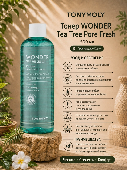 Toner WONDER Tea Tree Pore Fresh, 500 ml - 