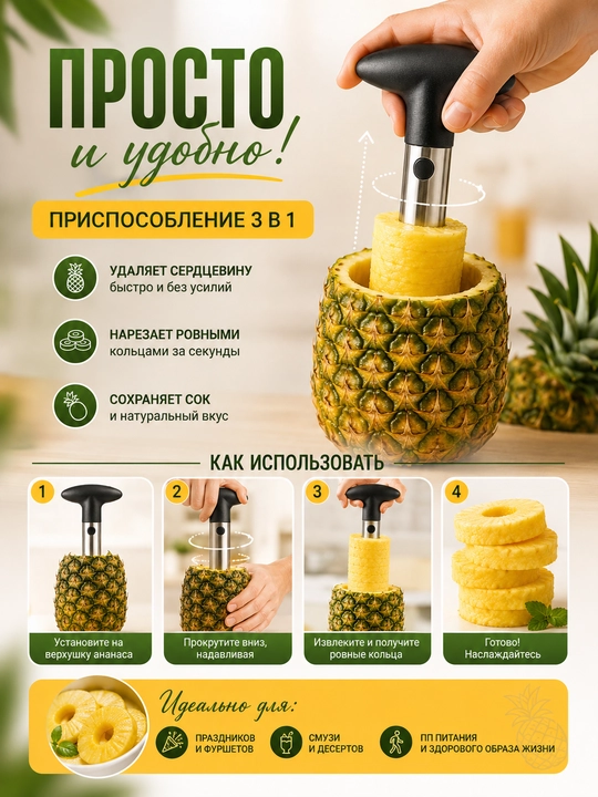 Нож для очистки ананаса, нож для нарезки и удаления сердцевины, кухонный прибор