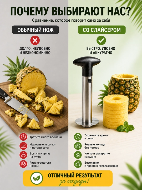 Нож для очистки ананаса, нож для нарезки и удаления сердцевины, кухонный прибор