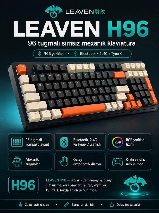 LEAVEN simsiz mexanik klaviatura
