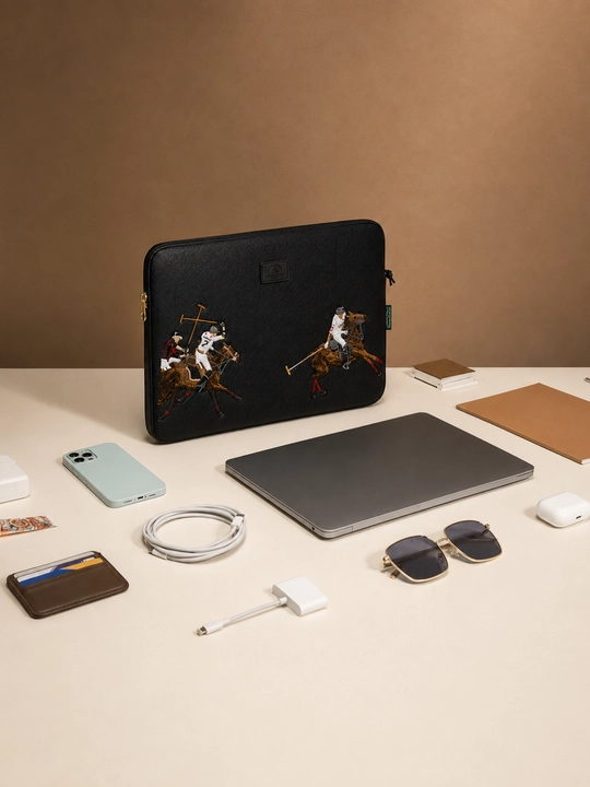 Polo laptop va noutbuk uchun qora sumka-g‘ilof, 35×26 sm