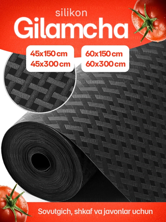 Muzlatgichga gilamcha, silikon, oshxona qutilari uchun, polkalar uchun, 1,5 m, 3 m - 