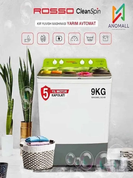 Yarim avtomatik kir yuvish mashinasi Rosso R90WM, 9 kg - 