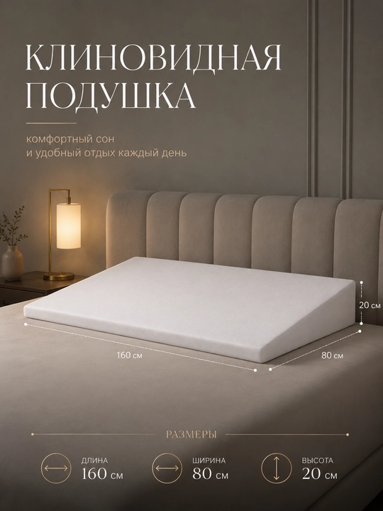 My Sofa’dan ortopedik klin shaklidagi yostiq — har kuni qulay uyqu uchun  - 