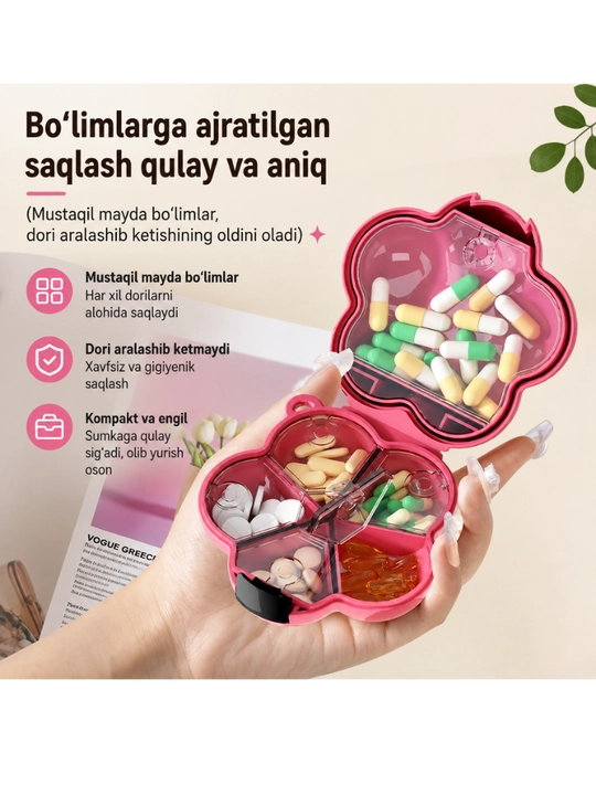 Dori qutisi, tabletka qutichasi, dori saqlagich, ixcham dori qutisi, brelok dori qutisi