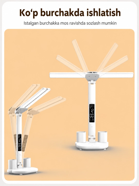 LED stol chiroqchasi, ko'p funksiyali stol chiroqchasi, qayta zaryadlanuvchi
