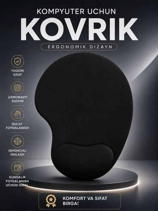 Ergonomik Sichqoncha Pad | Gel Bilak Tayanchi bilan | Qulay va Sirpanmaydigan Mouse Pad - 