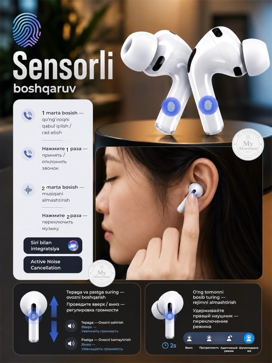 Simsiz quloqchinlar Pro 3 ANC bluetooth naushnik Shovqinni kamaytirish rejim ANC bor