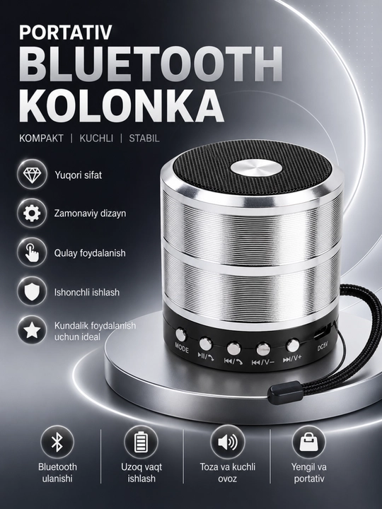 Портативная Bluetooth колонка WS-887 с FM, USB, TF, AUX беспроводной динамик - 