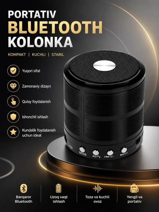 Портативная Bluetooth колонка WS-887 с FM, USB, TF, AUX беспроводной динамик - 
