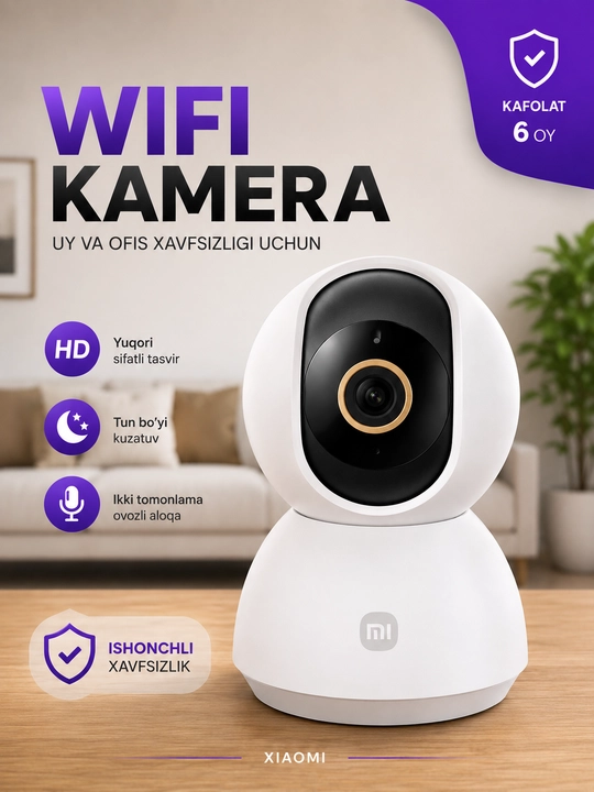 Kuzatuv kamerasi Xiaomi Smart Camera C300, 2K, PTZ, 360°, Wi-Fi, IP kamera - 