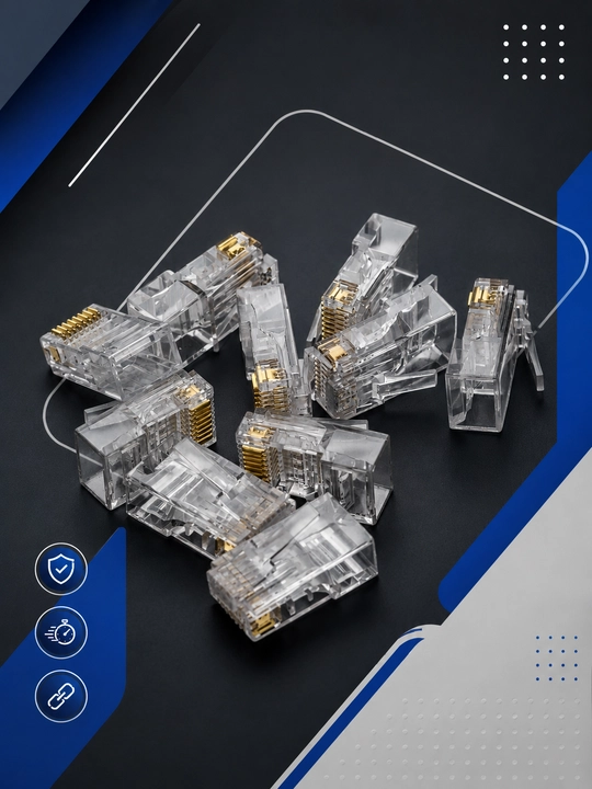 RJ45 konnektor 8P8C, CAT5e, UTP kabel uchun, shaffof 10 dona 100 dona