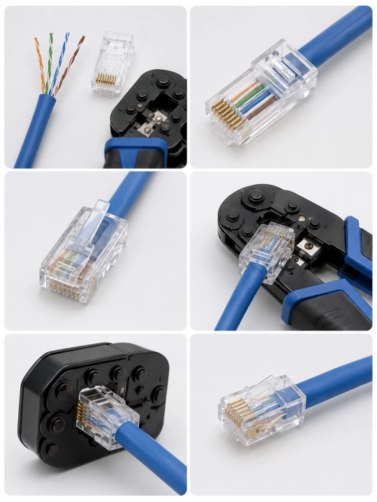 RJ45 konnektor 8P8C, CAT5e, UTP kabel uchun, shaffof 10 dona 100 dona