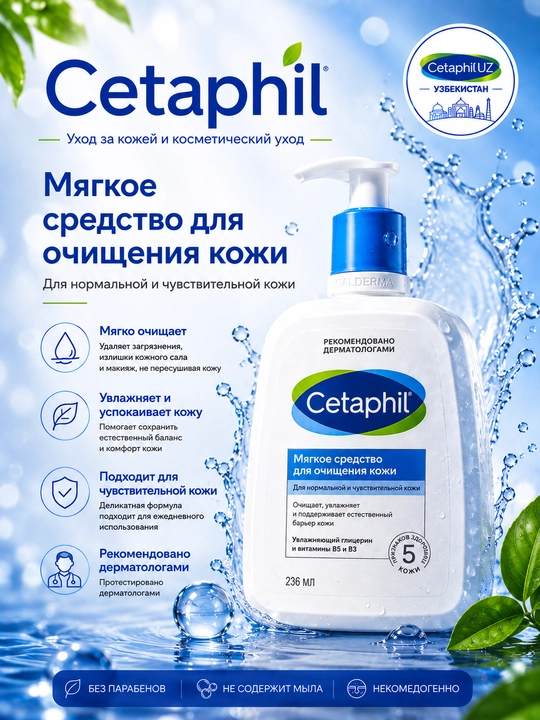 Cetaphil 236ml yuz terisini ehtiyotkorlik bilan tozalovchi vosita