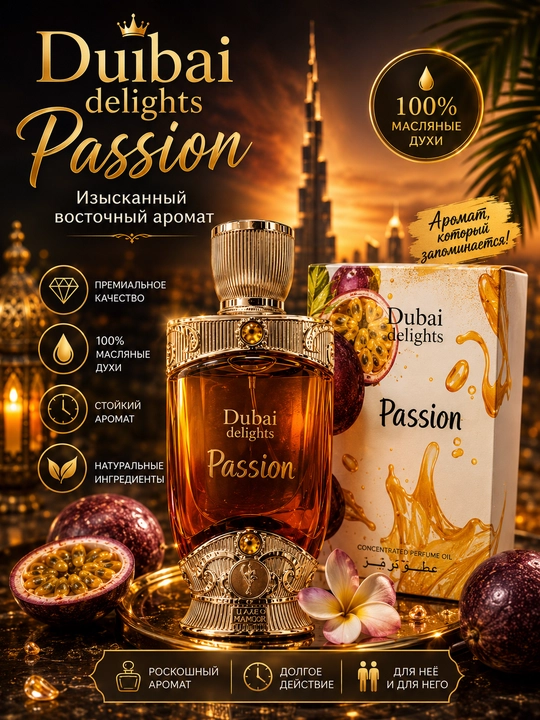 Dubai delights Passion, unisex, Sharqona joziba va xashamat mavjud bolgan moyli atir, 20 ml