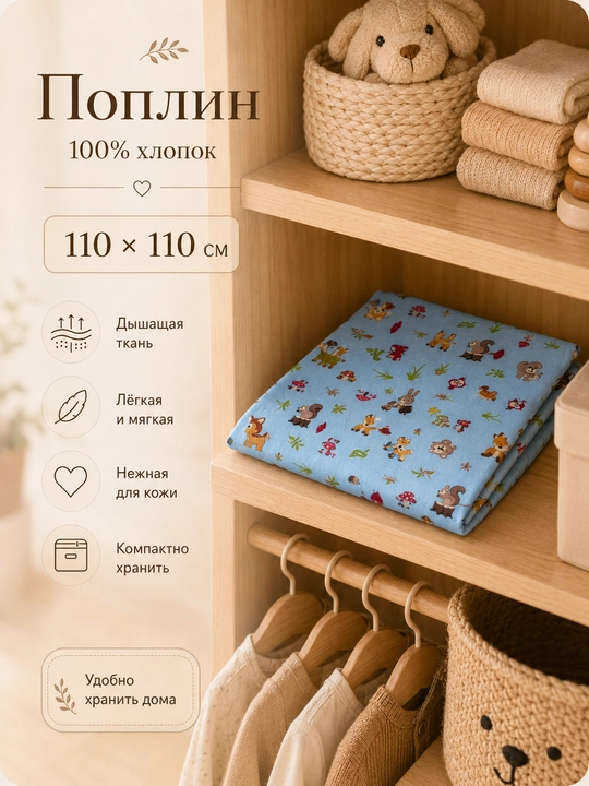 Пелёнка для новорождённых, детская простыня, поплин, 100% хлопок, 110×110 см