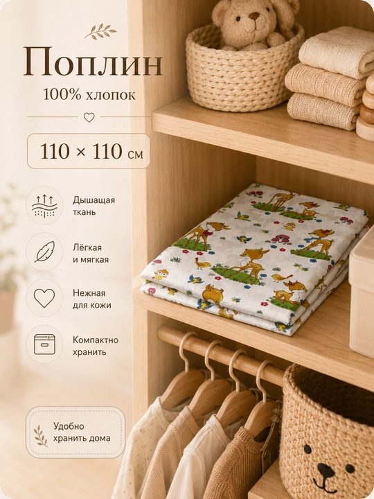Пелёнка для новорождённых, детская простыня, поплин, 100% хлопок, 110×110 см