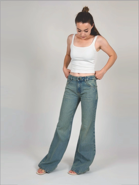 LIVES DENIM — Женские синие широкие джинсы - 