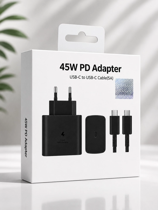 Nomi: 45W PD USB-C adapter, USB-C kabel 5A bilan, tezkor zaryadlash qurilmasi