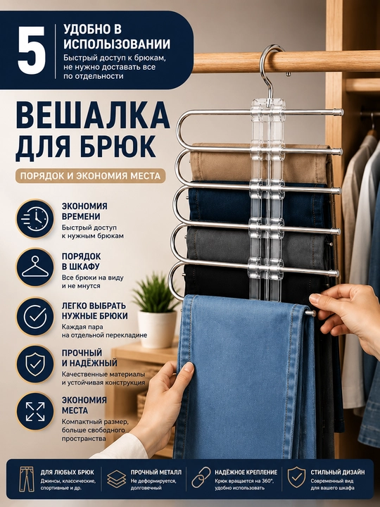 Многоярусная вешалка-органайзер для брюк