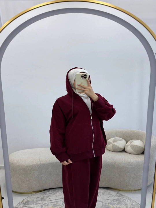 Ayollar uchun 2 ipli sportivka kostyum, kapyushonli dvoyka, kuzgi sport kostyum, keng fason