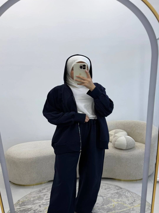 Ayollar uchun 2 ipli sportivka kostyum, kapyushonli dvoyka, kuzgi sport kostyum, keng fason