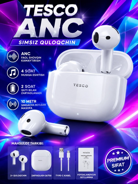 PODS PRO 4 ANC TWS by TESCO блютуз 5,4
