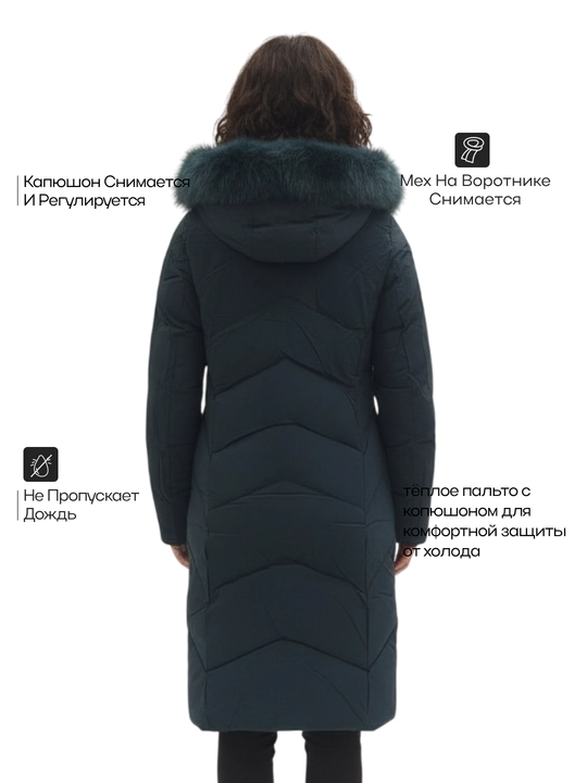 Куртка зимняя женская, длинная, с капюшоном