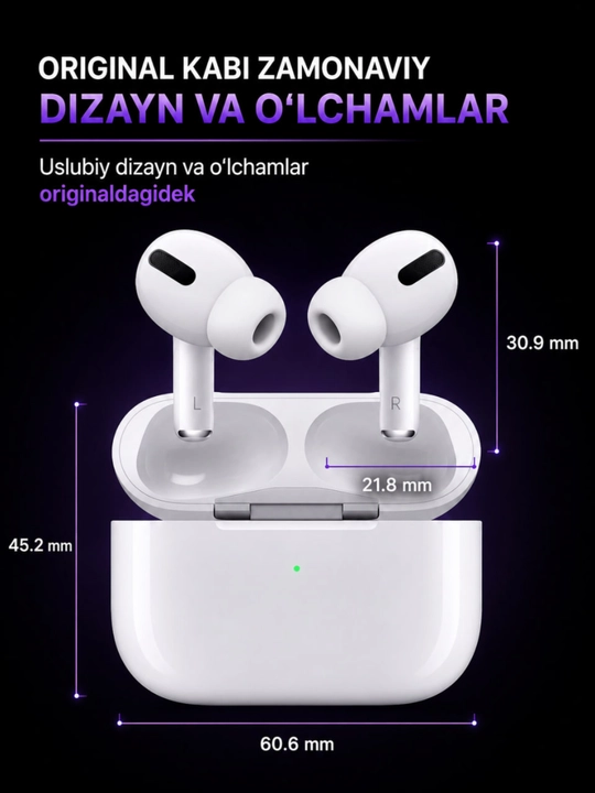 Simsiz quloqchinlar Pods Pro 2, sensorli Bluetooth, iPhone va Android uchun