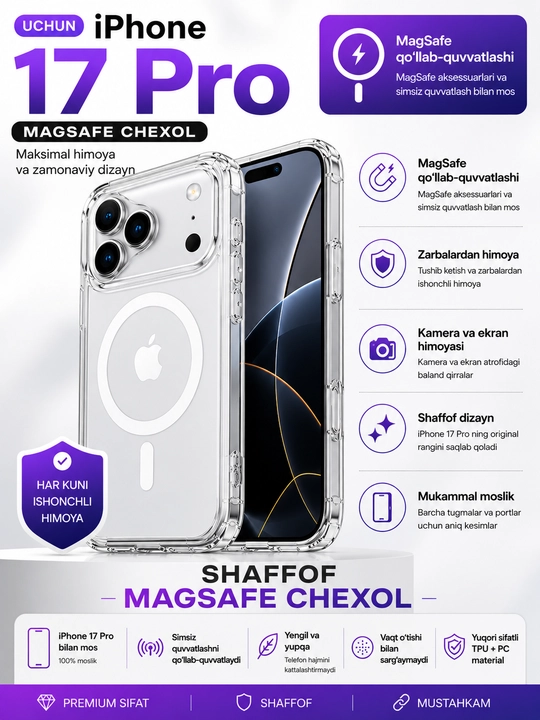 IPhone 17 Pro uchun MagSafe g‘ilofi - 