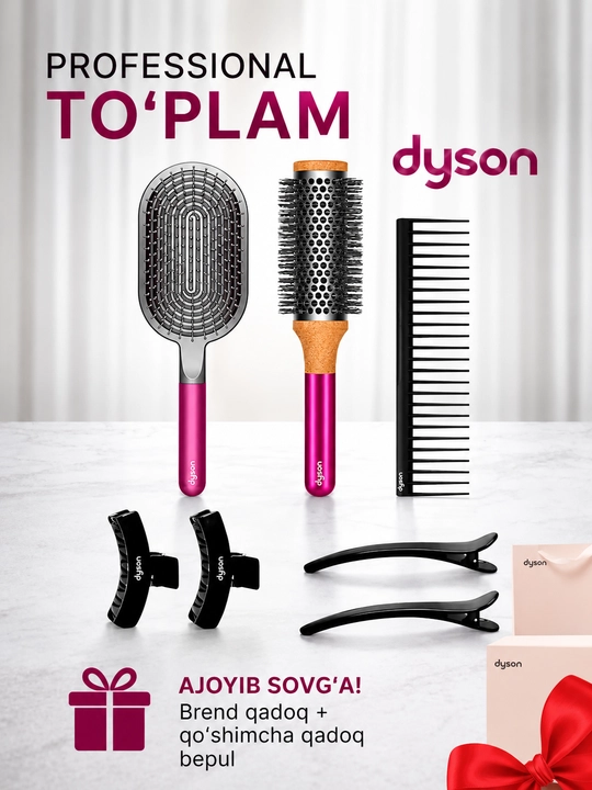 Dyson premium soch parvarishi to'plami, cho'tka va soch qisqichlari bilan