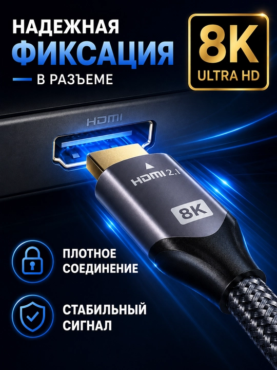 Высокоскоростной кабель HDMI 2.1 8K для телевизора, монитора, компьютера