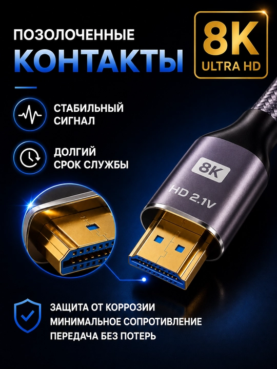 Высокоскоростной кабель HDMI 2.1 8K для телевизора, монитора, компьютера