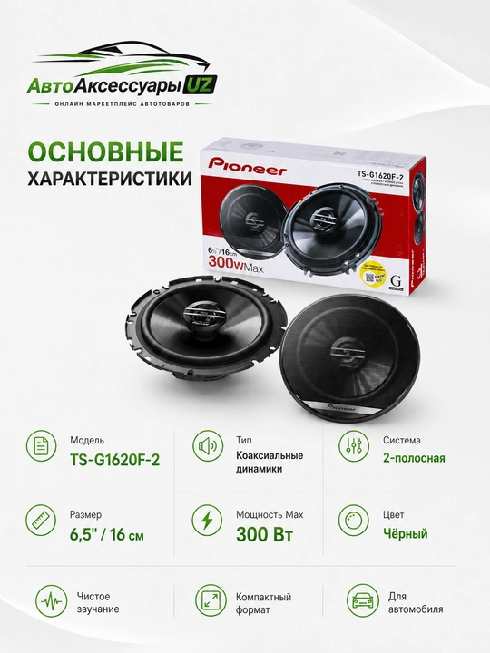 Pioneer TS-G1620F-2 avtomobil dinamiklari 16 sm / 6,5", 300 Вт