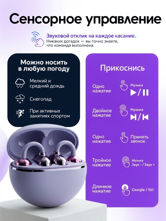 TWS Clip-210 simsiz quloqchinlari, ochiq turdagi, Bluetooth 5.4, sport quloqchinlari