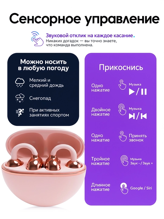 TWS Clip-210 simsiz quloqchinlari, ochiq turdagi, Bluetooth 5.4, sport quloqchinlari