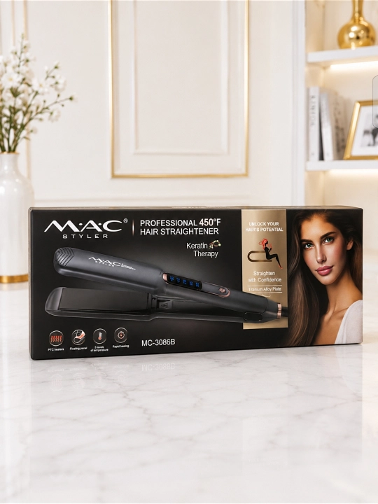 MAC Styler Keramika soch dazmoli, professional to‘g‘rilagich, LCD displey, 480°F