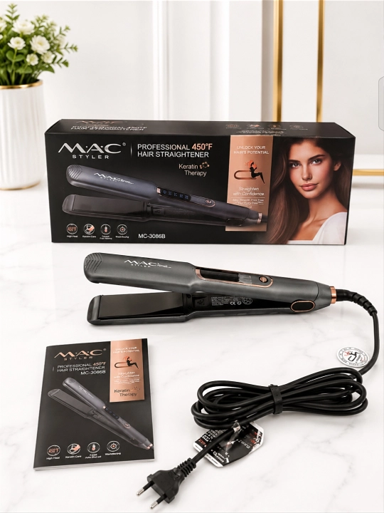 MAC Styler Keramika soch dazmoli, professional to‘g‘rilagich, LCD displey, 480°F