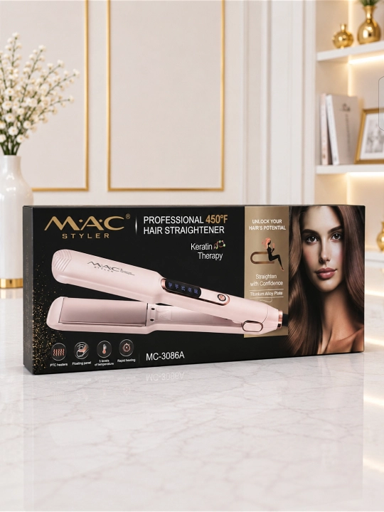 MAC Styler Keramika soch dazmoli, professional to‘g‘rilagich, LCD displey, 480°F